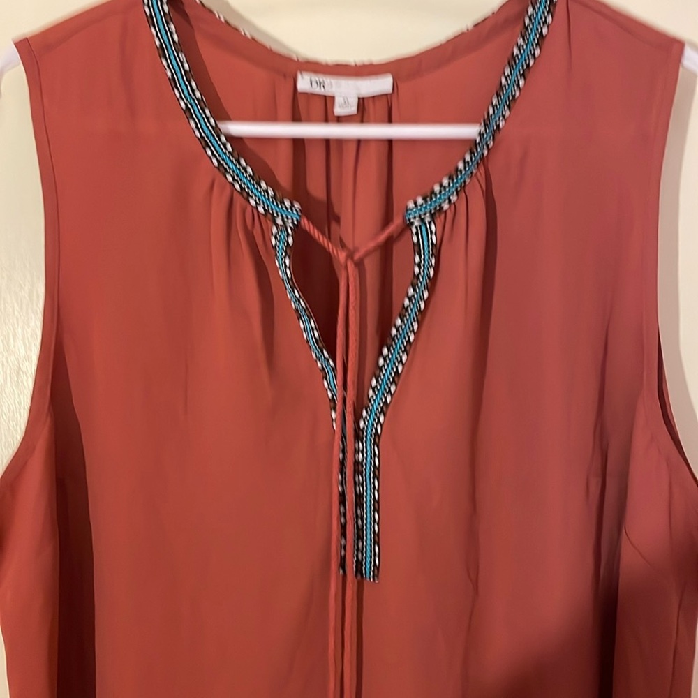 Simply Sophisticated Sienna Silk Polyester Tunic w/Braid Neckline and Tassels XL